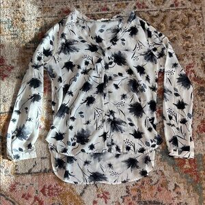 Floral Black and White Women's Blouse